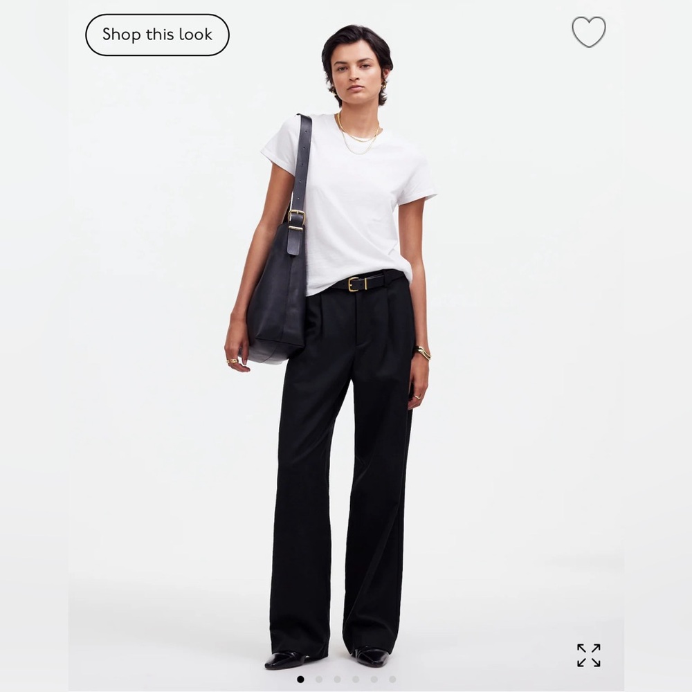 NEW MADEWELL slouchy straight drapey twill pants in true black
